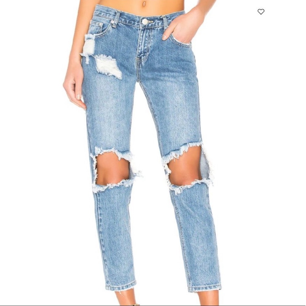 REVOLVE Superdown Angie Girlfriend Straight Leg Distressed Denim Jeans